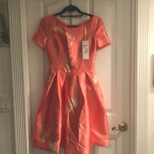 NWT coral butterflies Retro Dress